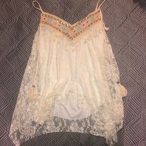 Off White Boho Lace Top